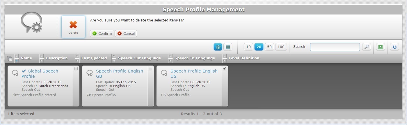 Global Speech Profile Delete