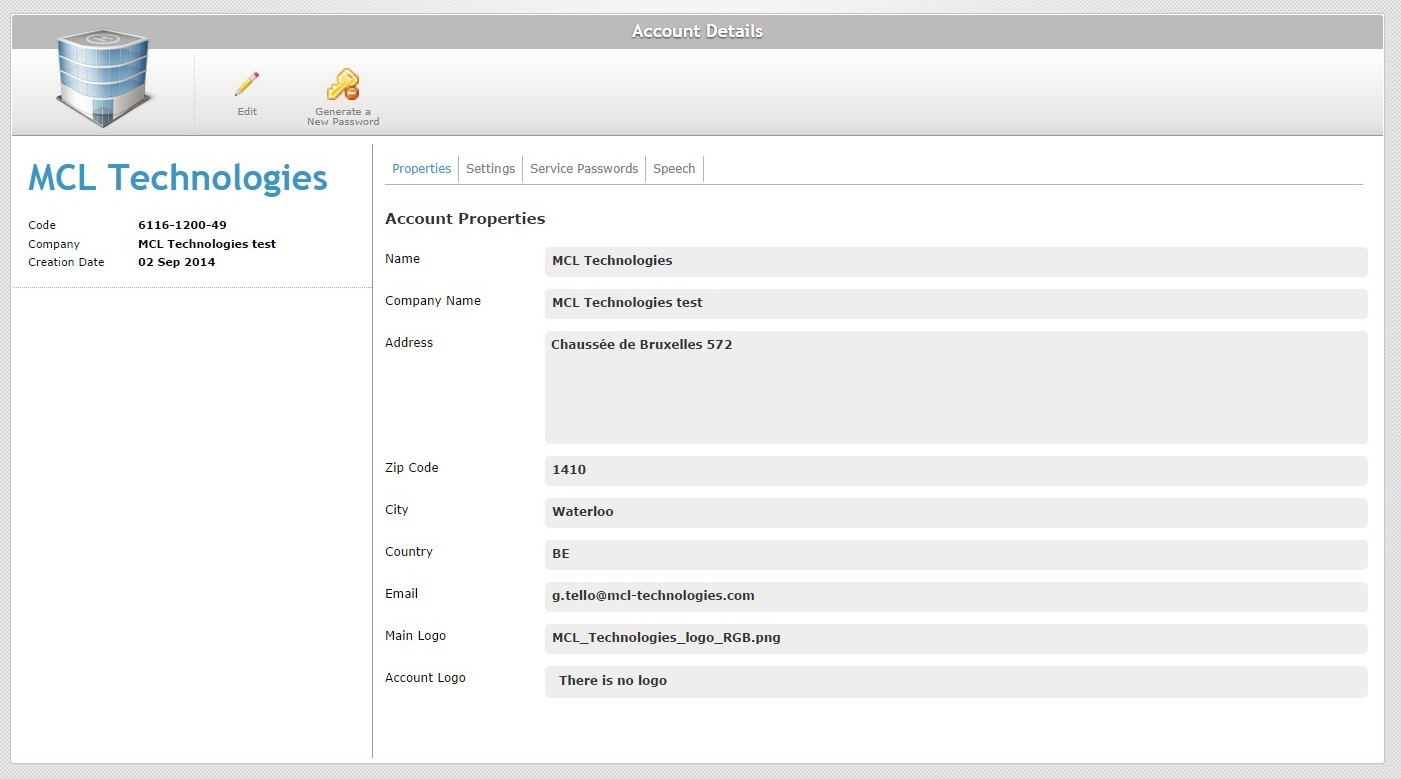 Account Details Page View