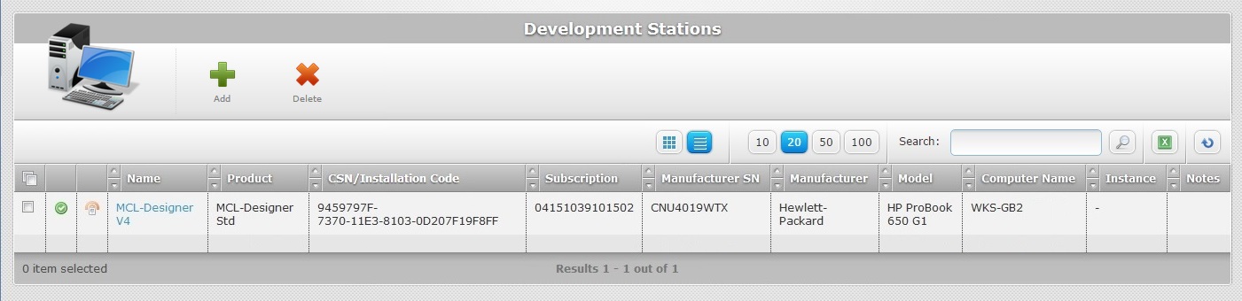 Development Stations page List