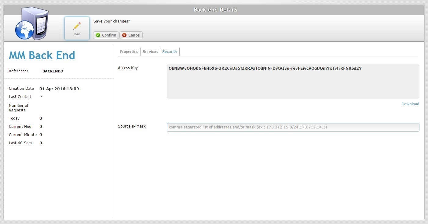 Back End Details Page Security Tab Edit