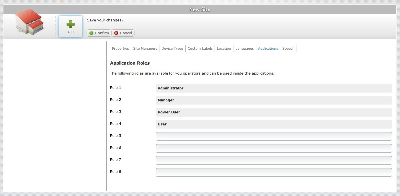 Add Site Applications Tab