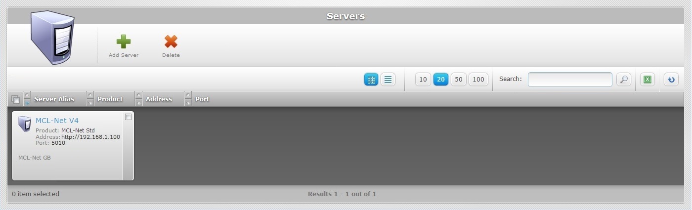 Servers Page