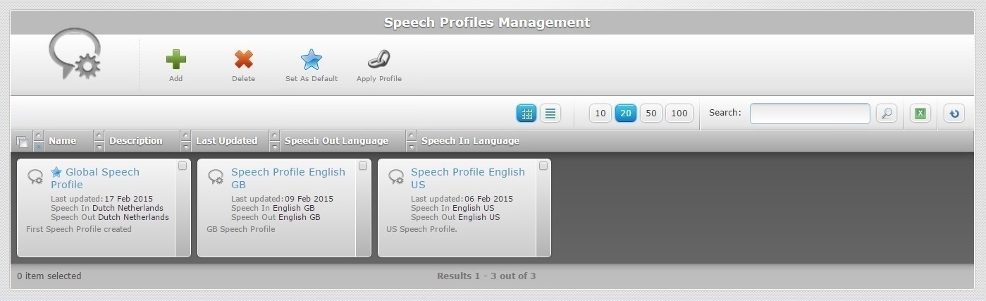 Global Speech Profile Page