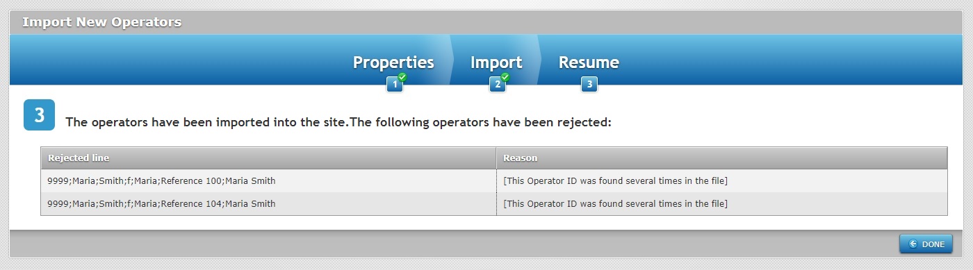Import New Operators Step 2 Result