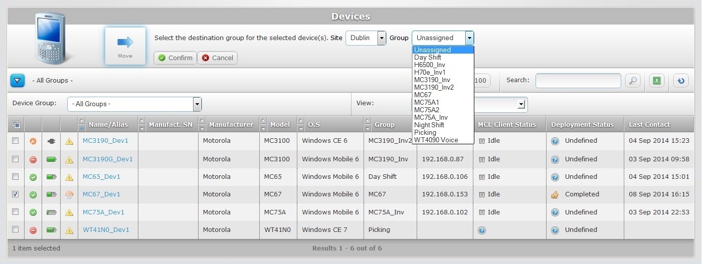 Devices Page Move Edit