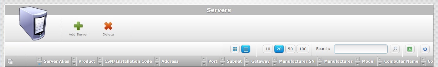 Servers Page Navigation