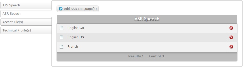 Edit mode ASR Speech tab