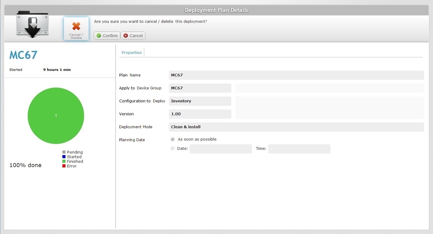 Deployment Plan Details Delete Confirmation