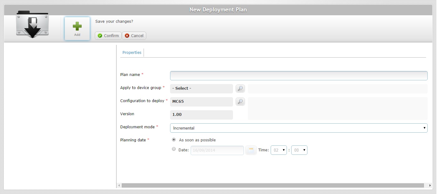 Assign to Group New Deployment Plan Page