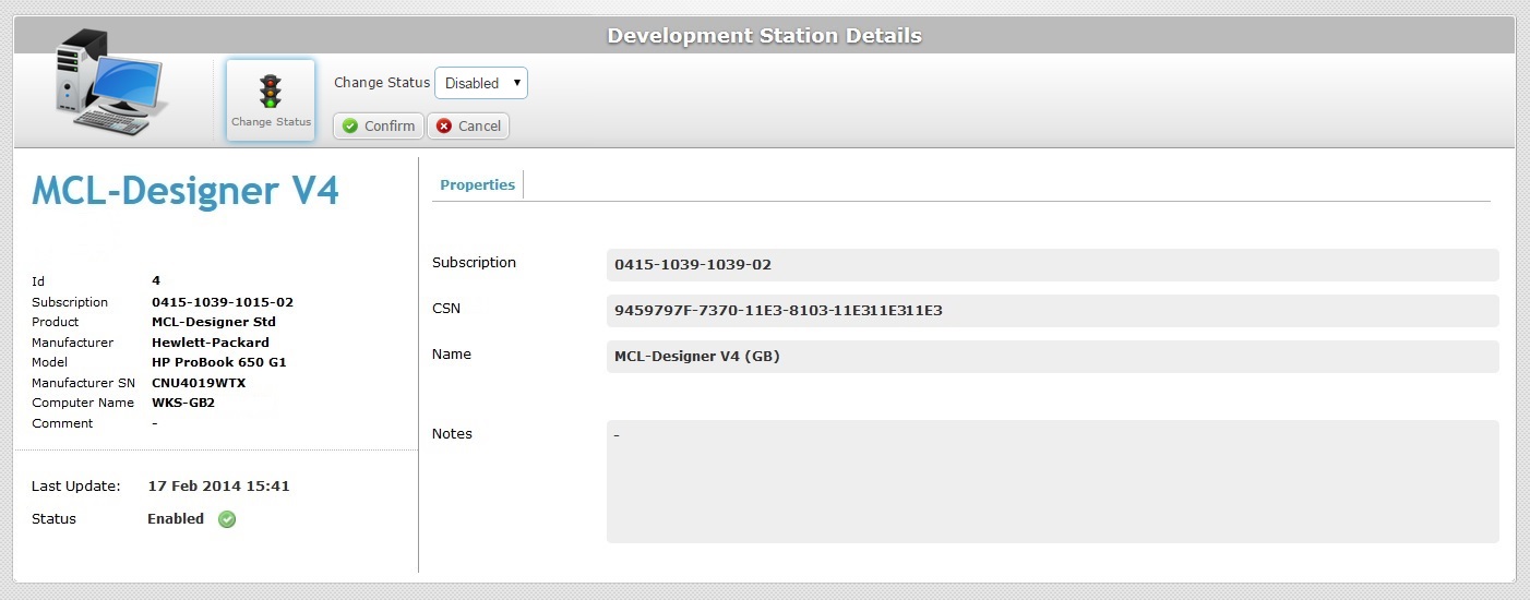 Dev Station Change Status Confirmation