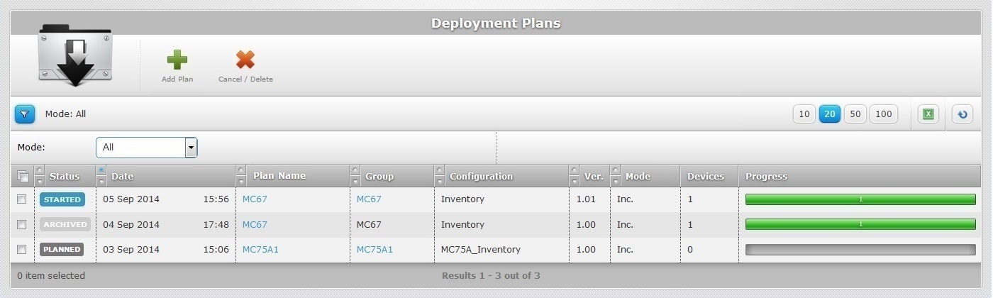 Deployment Plans Page All View