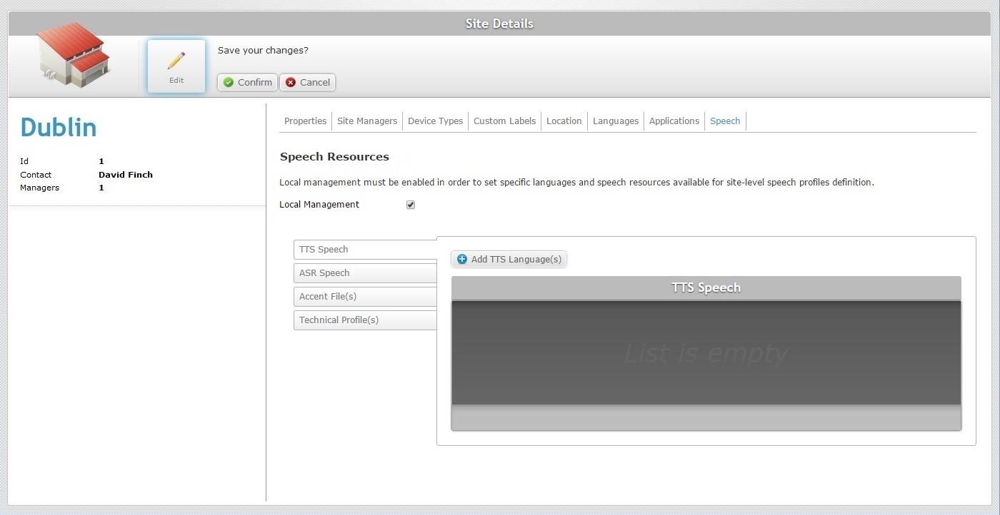 Account Site Details Global Man. Speech tab2