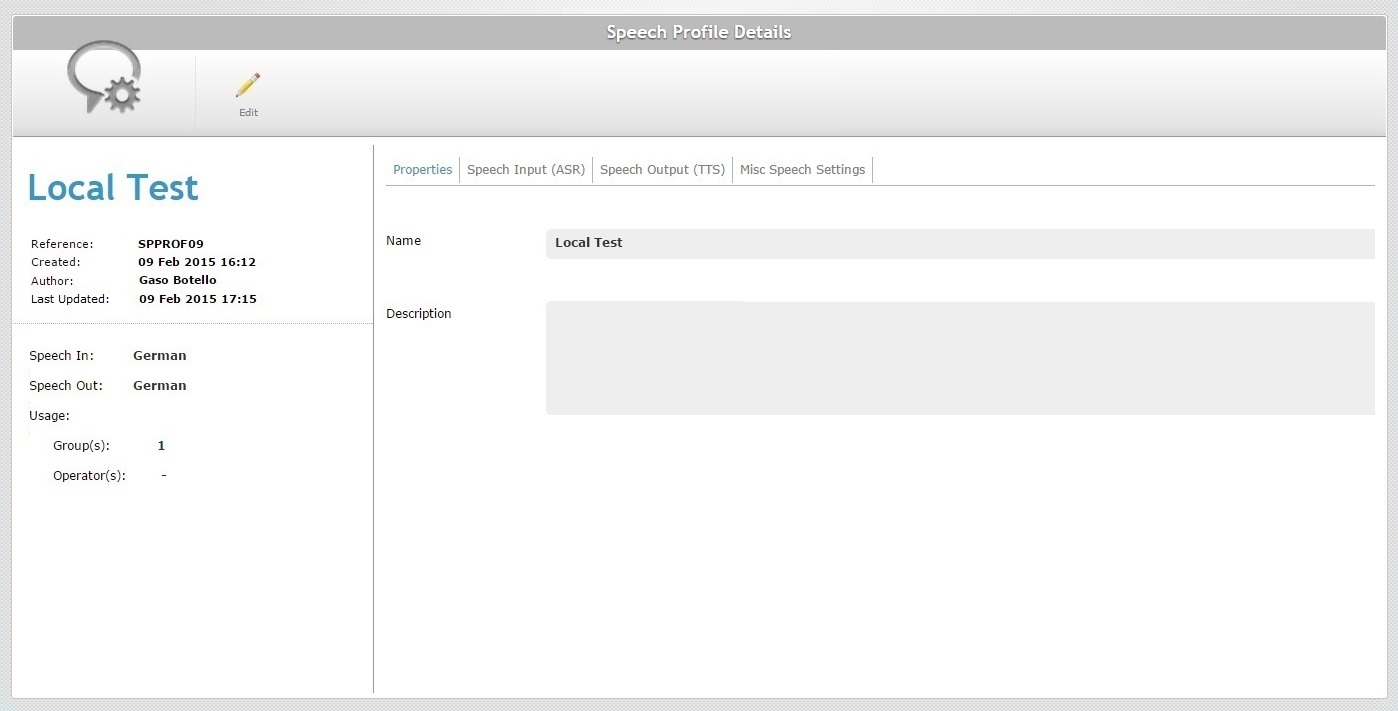 SD Speech Profile Details Prop. Tab View Mode