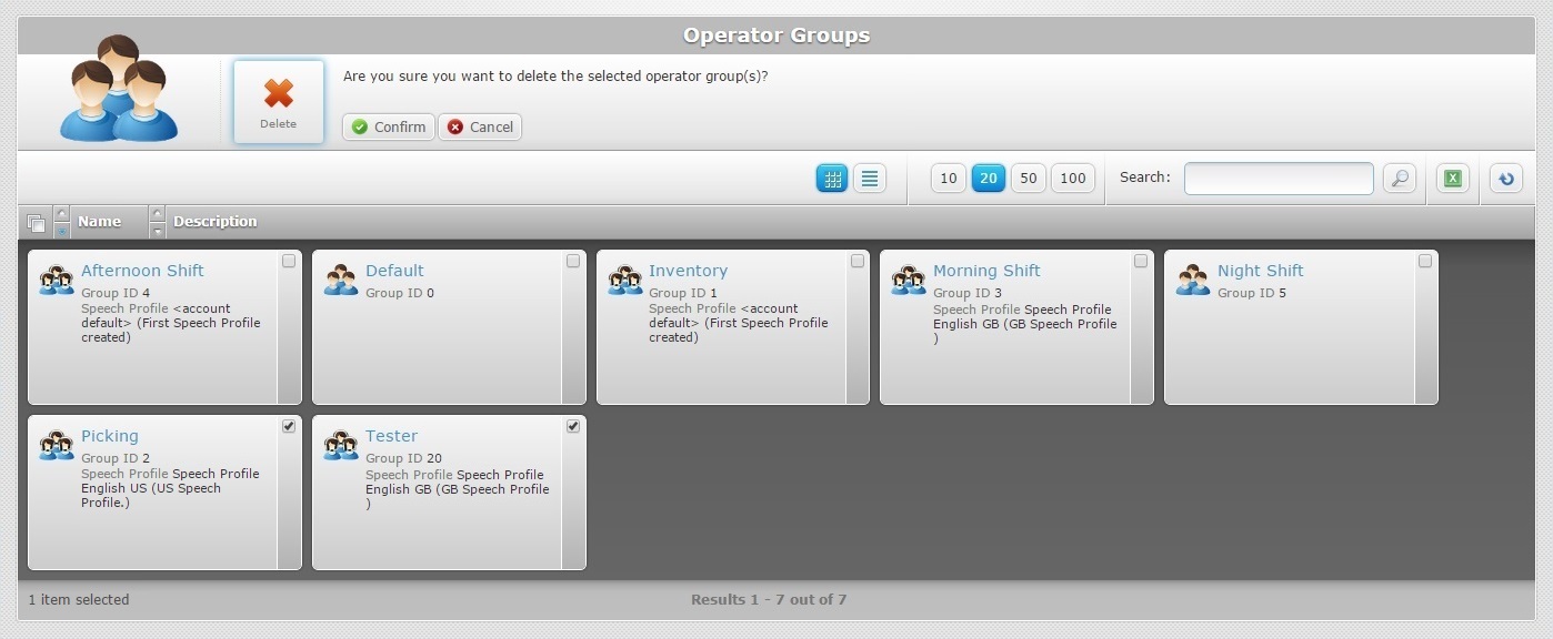 Operator Groups Page Delete Confirmation