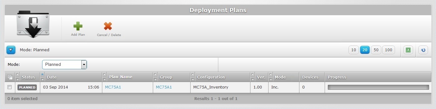 Deployment Plans page Planned View