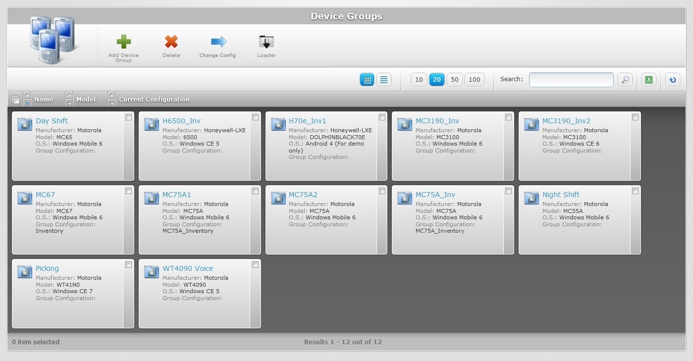 Device Groups Page Grid View
