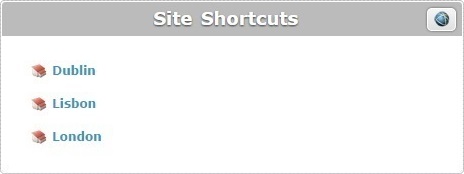 Admin Dashboard Site Shortcuts