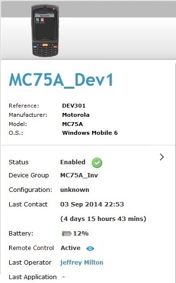 Device Details Left Panel
