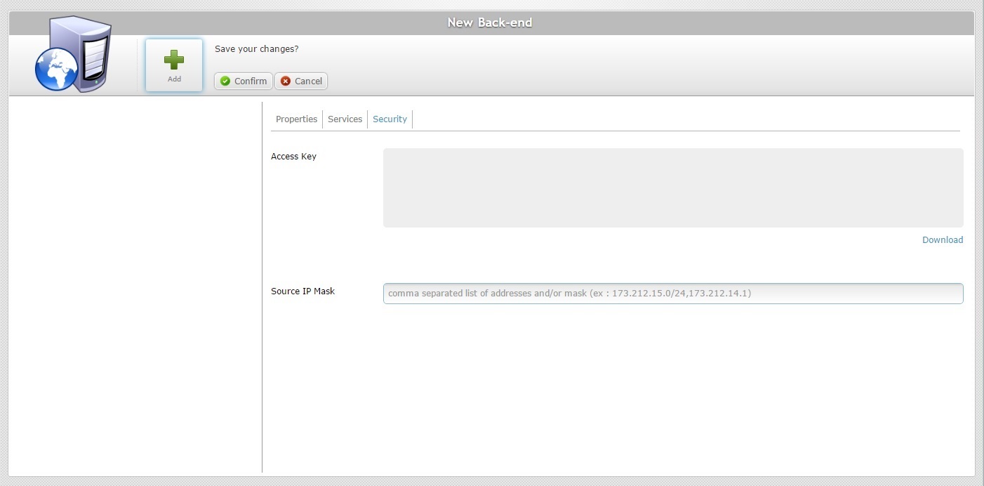 Back End NEW Security Tab