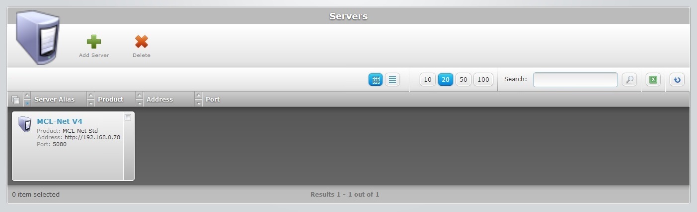 Servers Page Grid View