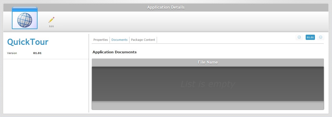 Application Details Page Documents Tab View A