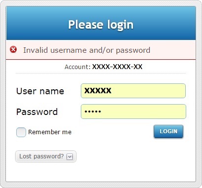 Login Error Invalid Username Password