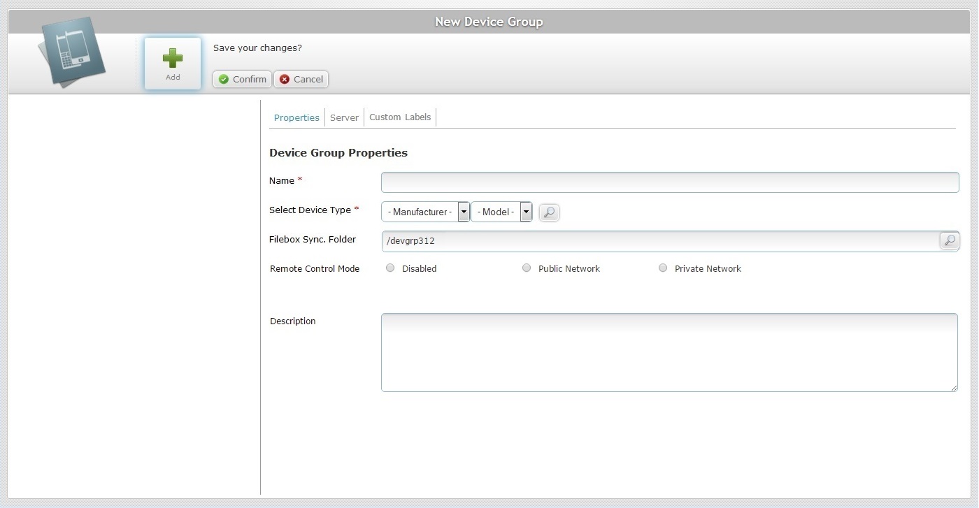 New Device Group Prop Tab