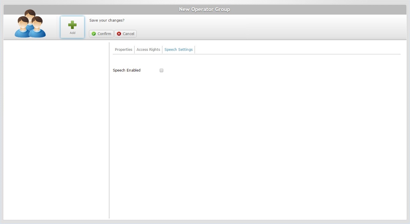 New Operator group Page Default Speech In Out Tab No Voice