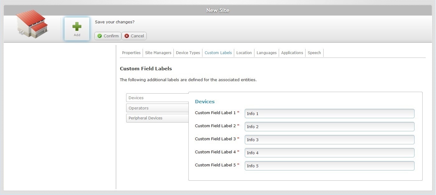 Add Site Cust Field Lab Tab