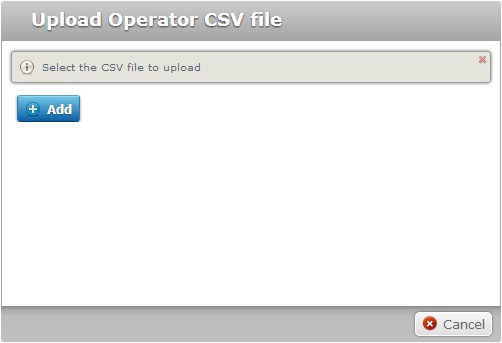 Upload Operator CSV File Window
