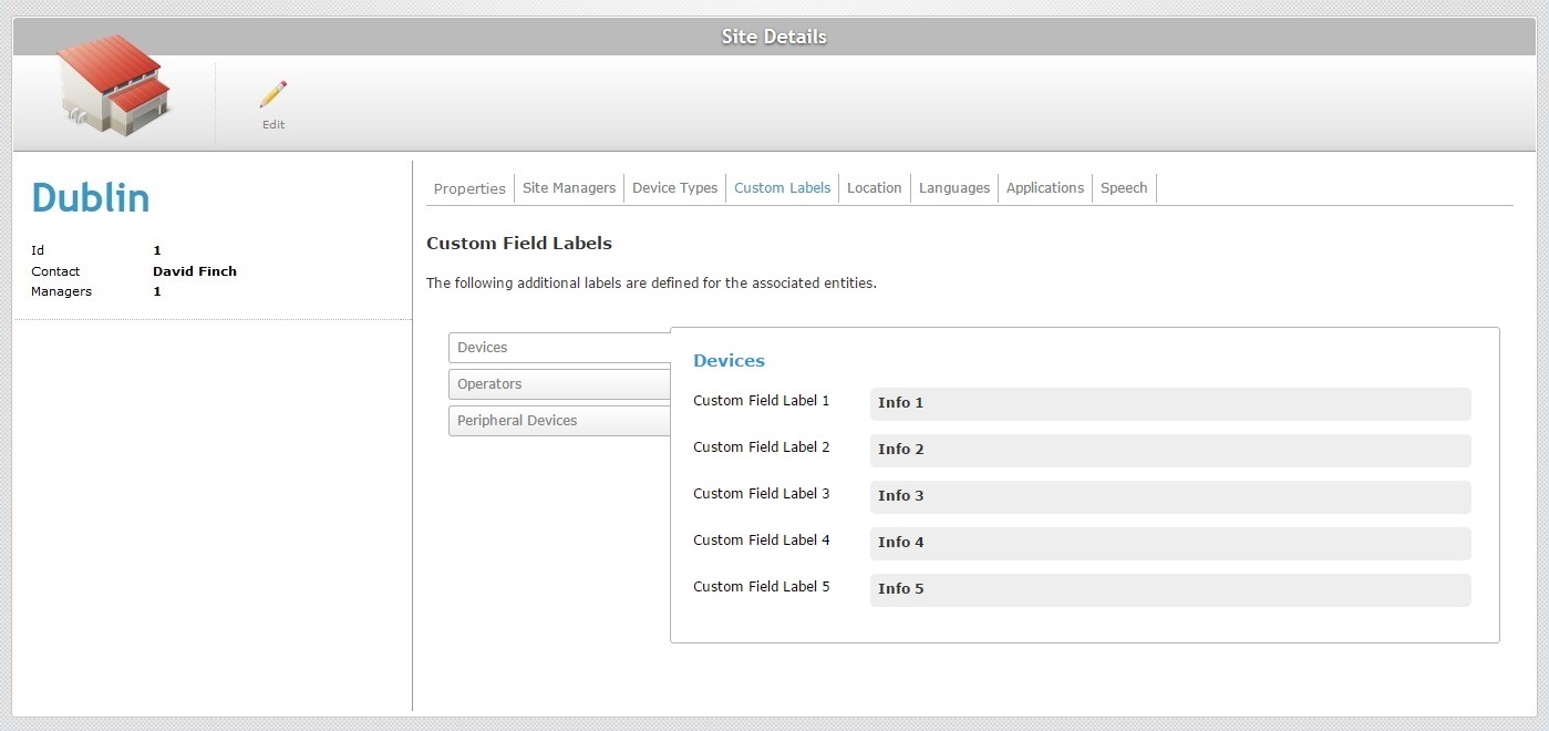 Site Details Cust Fields Lab Tab Read