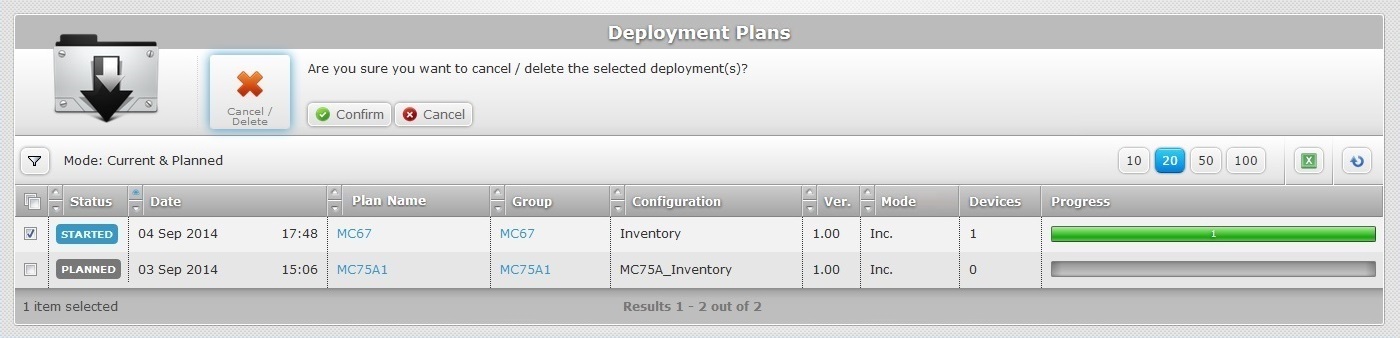 Delete Deployment Confirmation