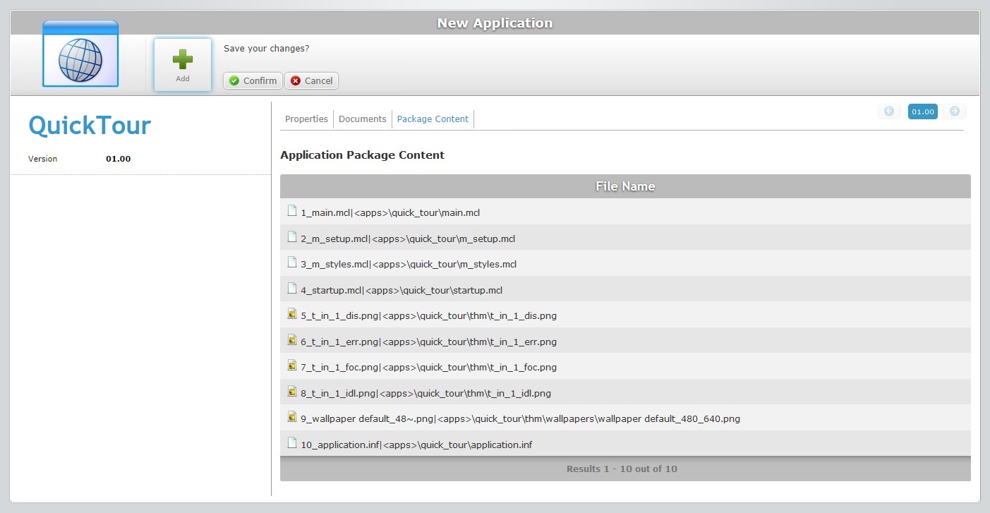 New Application Page Pack Content Tab