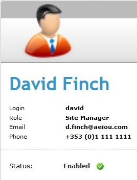 User Details Page Left Information