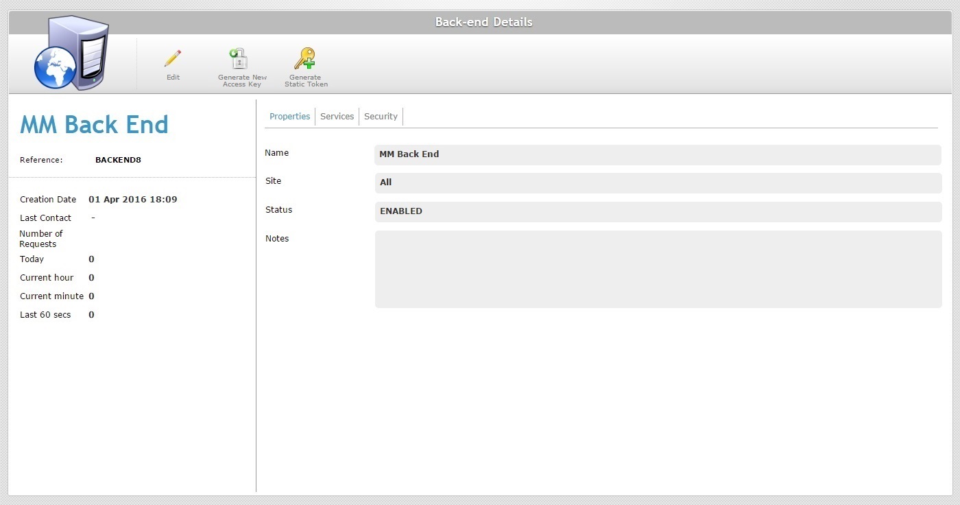 Back End Details Page