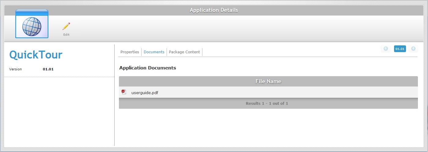 Application Details Page Documents Tab View