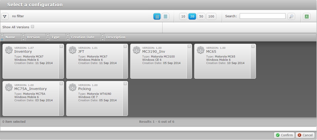 Select a Configuration Window