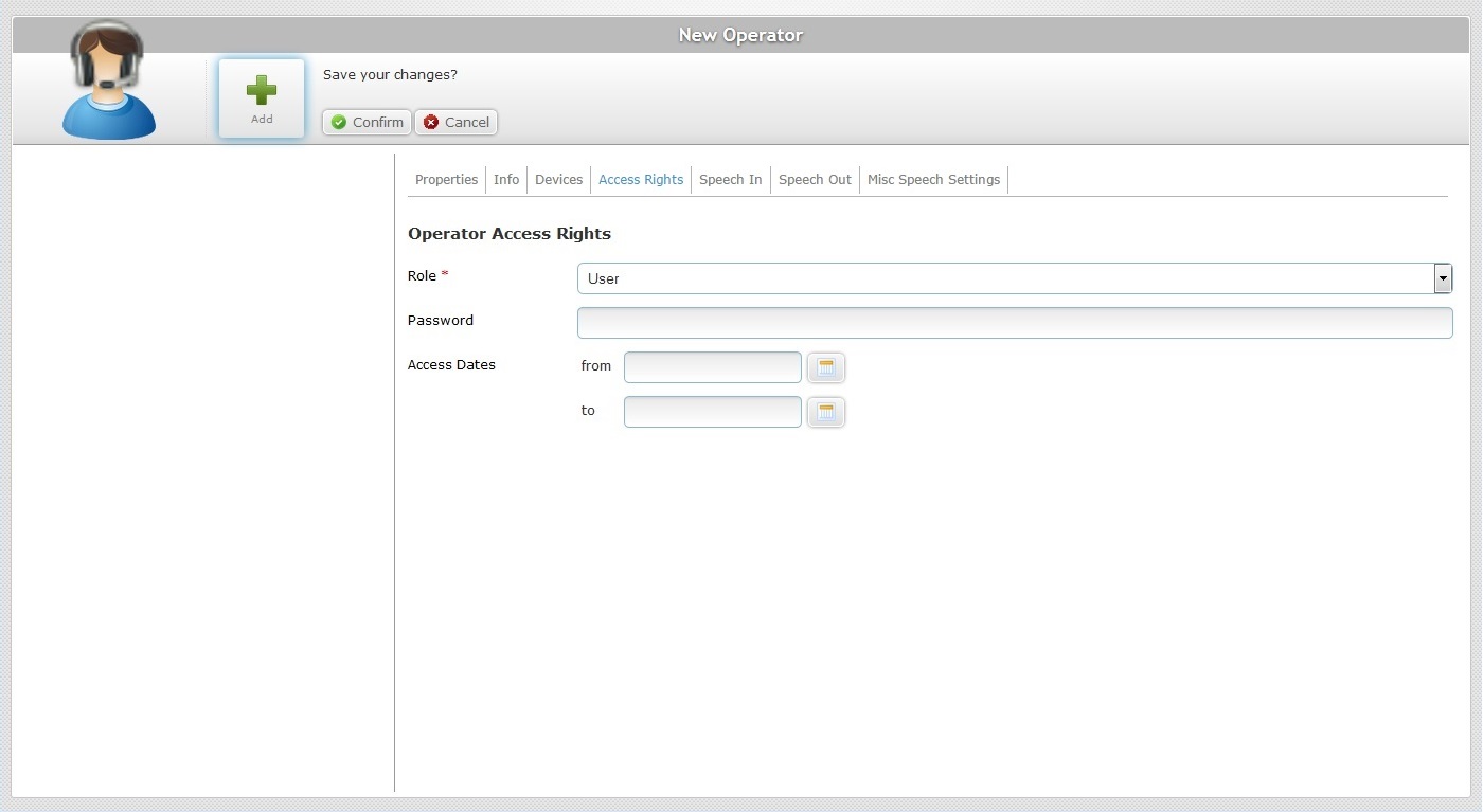 SM Copy New Operator Page Access Rights Tab