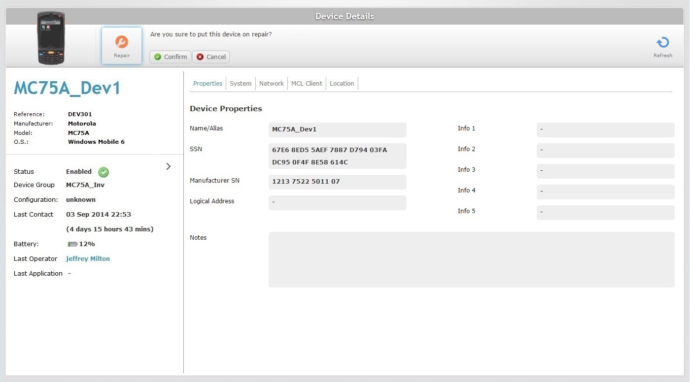 Device Details Page On Repair Edit