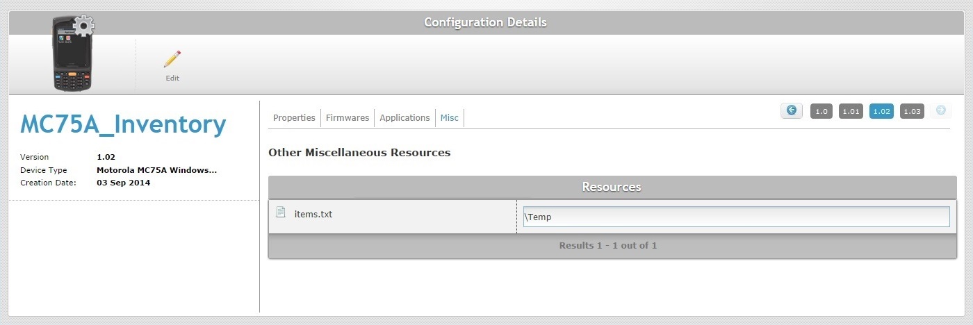 Configuration Details Page Misc Tab View2