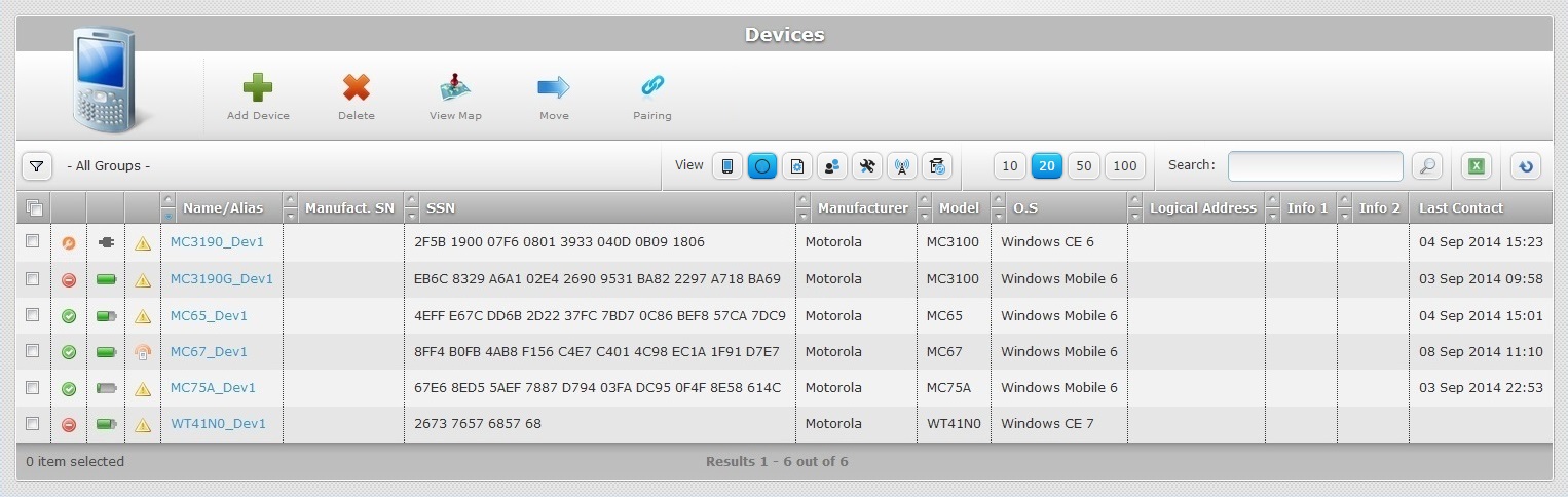Devices page properties view