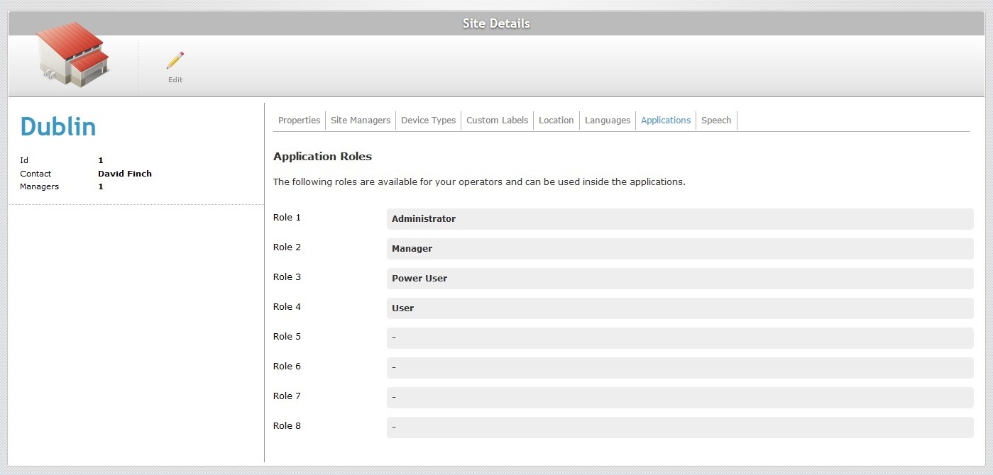 Site Details Applications Tab Read