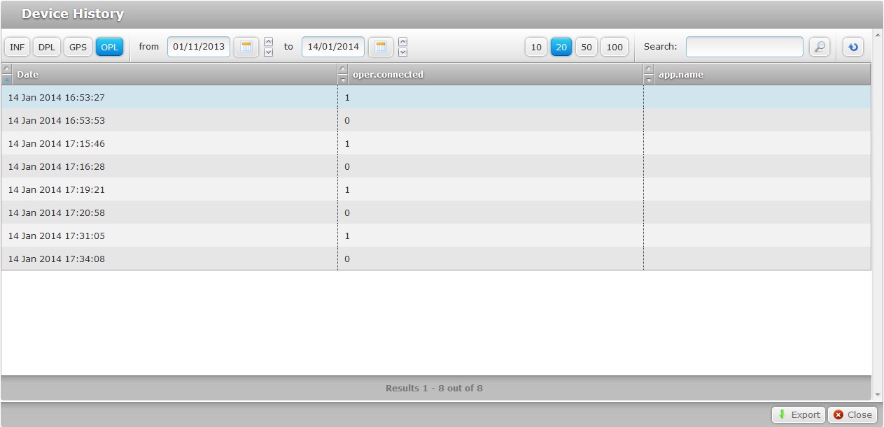 Device History OPL Tab