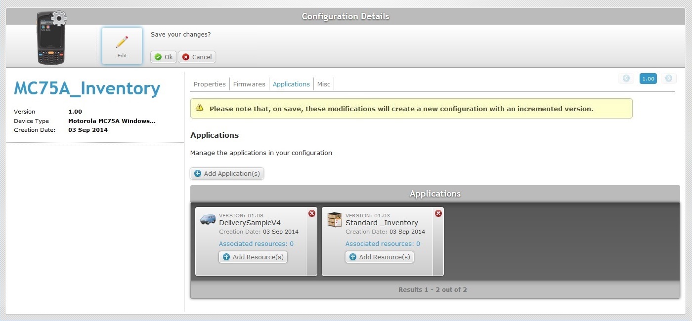 Configuration Details App Tab Edit