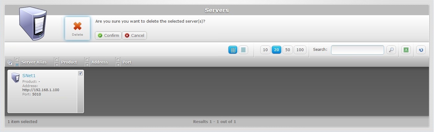 Delete Servers Confirmation