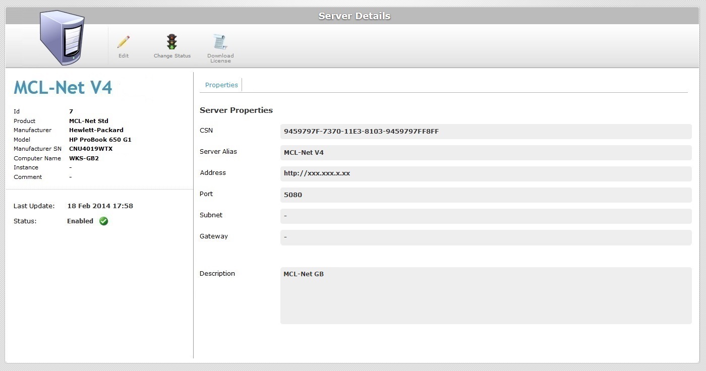 Server Details Page1 View Mode