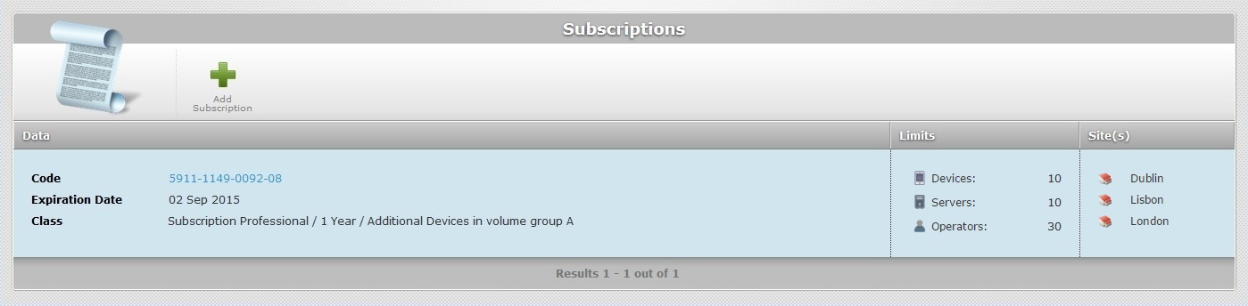 Subscription page