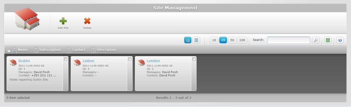 Site Management Page