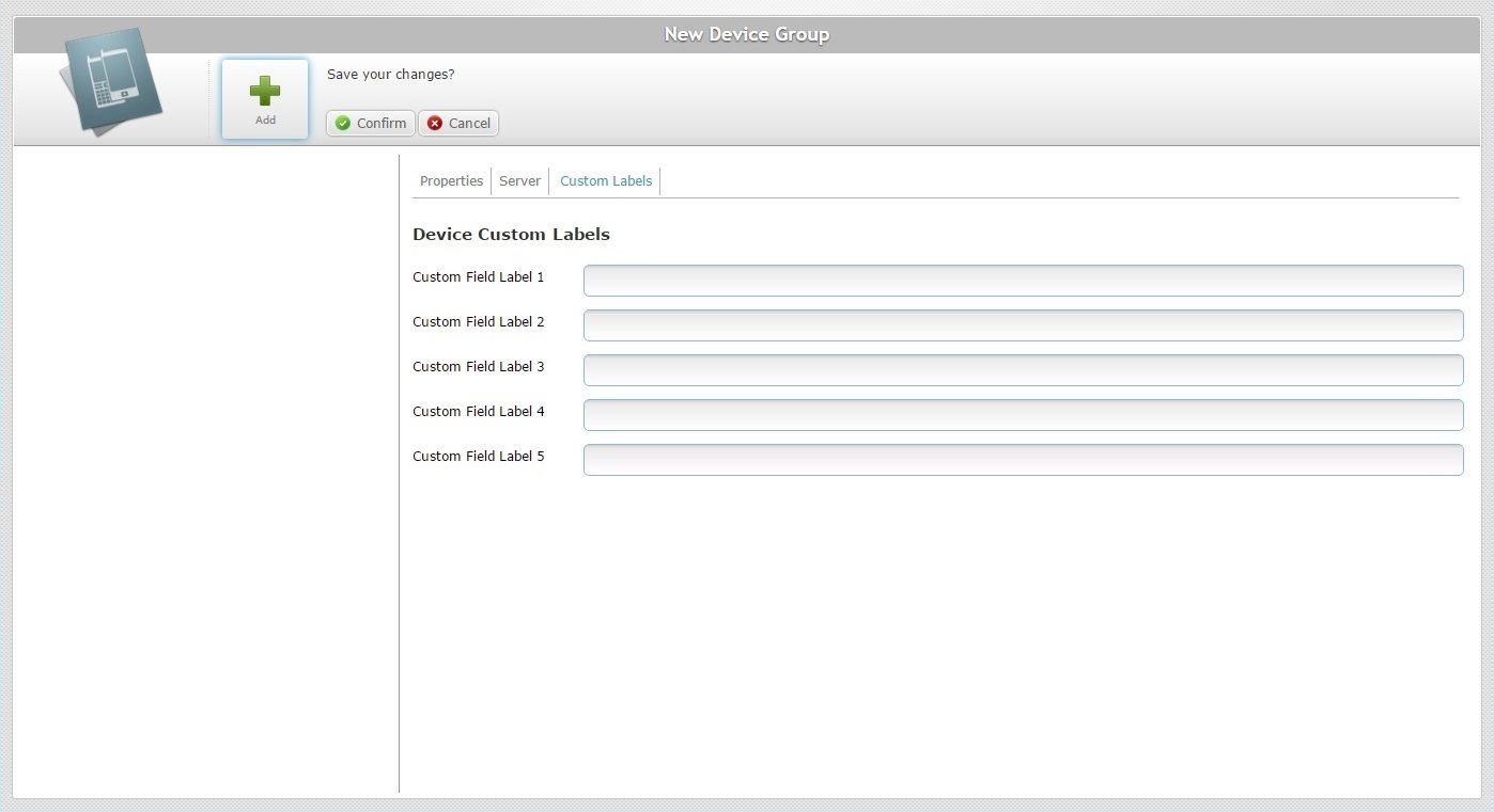 New Device Group Cust field Label Tab