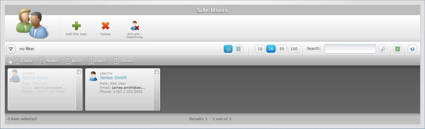 Site Users Page Status Change Result